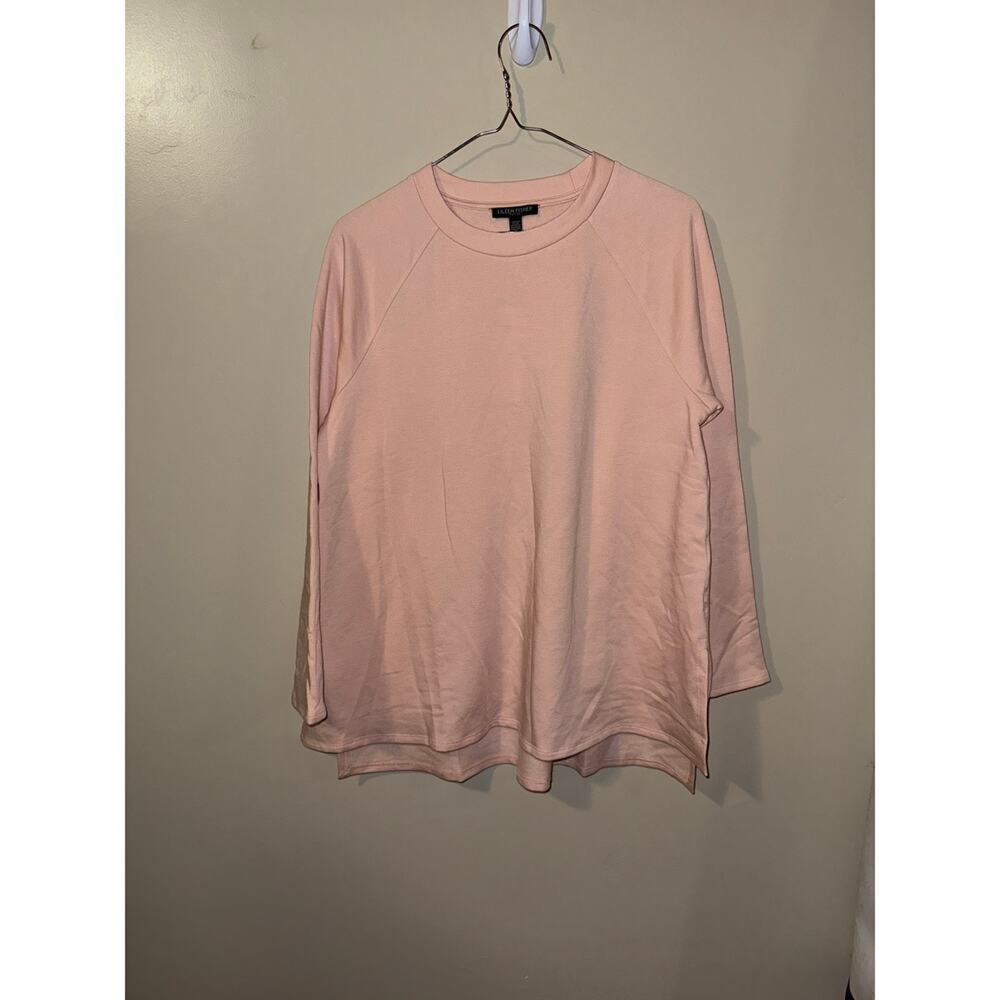 Eileen Fisher Petite PM Tencel Lyocell Tunic Top NWT Blush Pink 3/4 Sleeve Knit